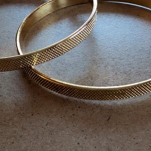 Stainless Steel Elegant Gold-Tone Textured Earrings